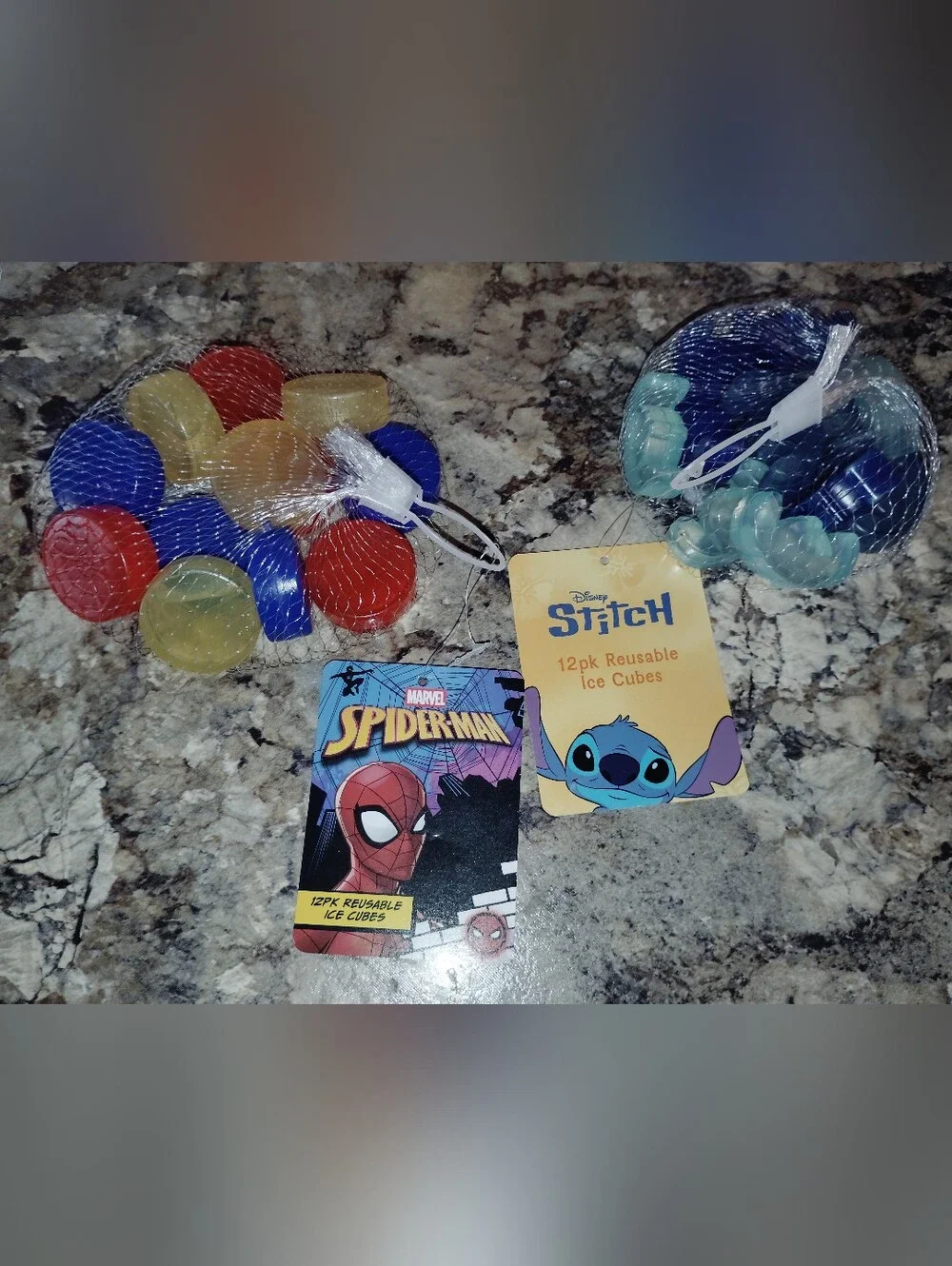 Disney stitch 12 pack reusable ice cubes and marble Spider-Man 12 pack reusable